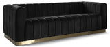 Marlon Black Velvet Sofa from Meridian - Luna Furniture