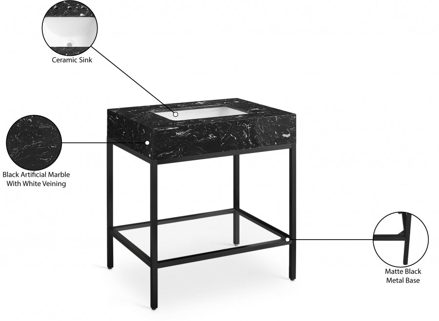 Marmo Black 30" Bathroom Vanity from Meridian - Luna Furniture