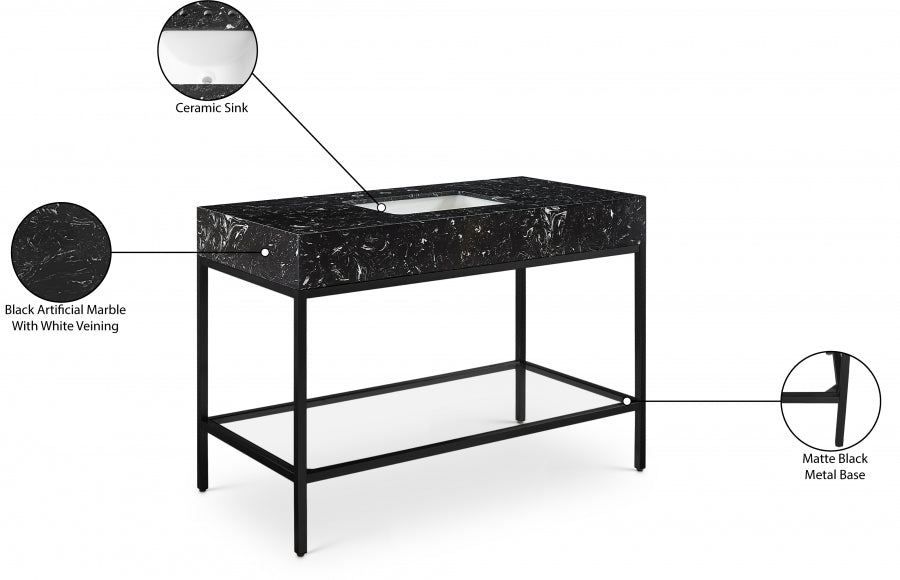 Marmo Black 48" Bathroom Vanity from Meridian - Luna Furniture