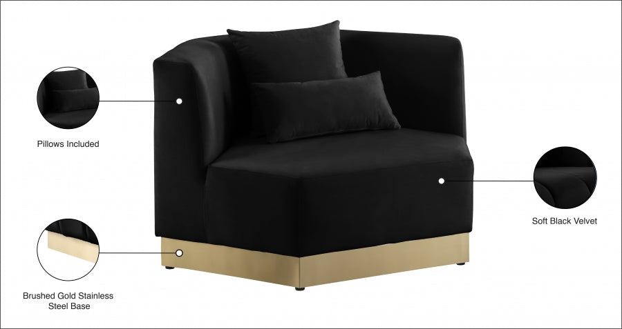 Marquis Black Velvet Chair from Meridian - Luna Furniture