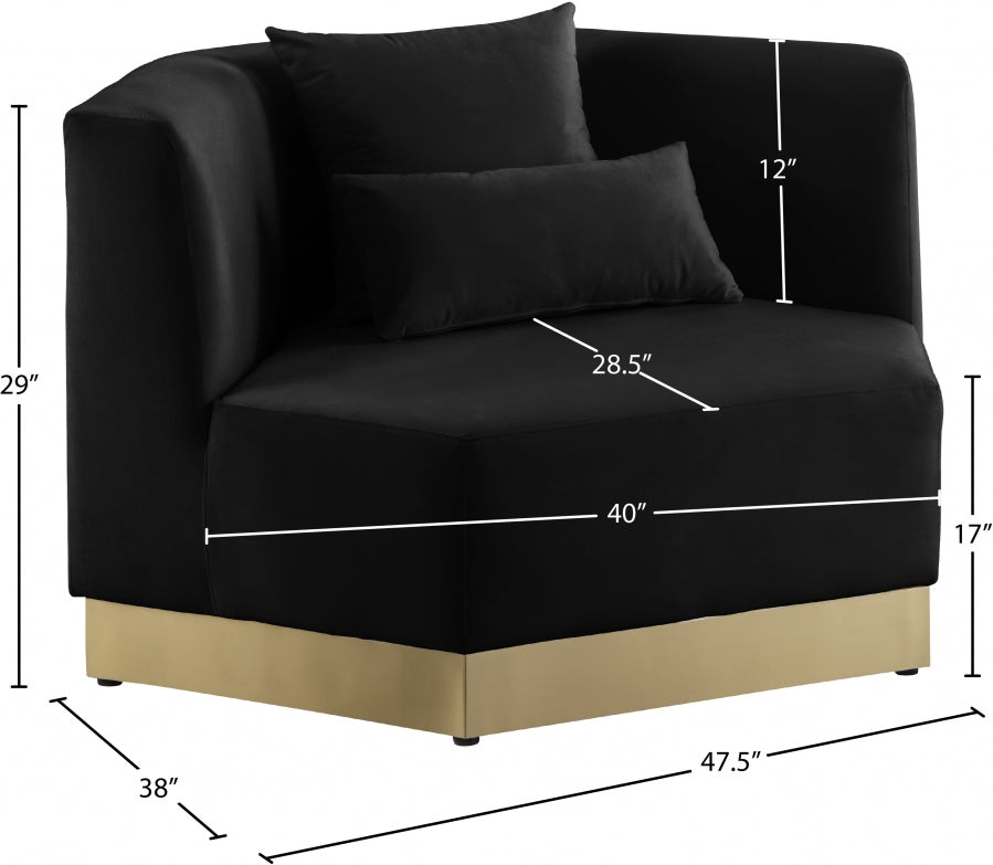 Marquis Black Velvet Chair from Meridian - Luna Furniture