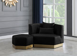 Marquis Black Velvet Ottoman from Meridian - Luna Furniture