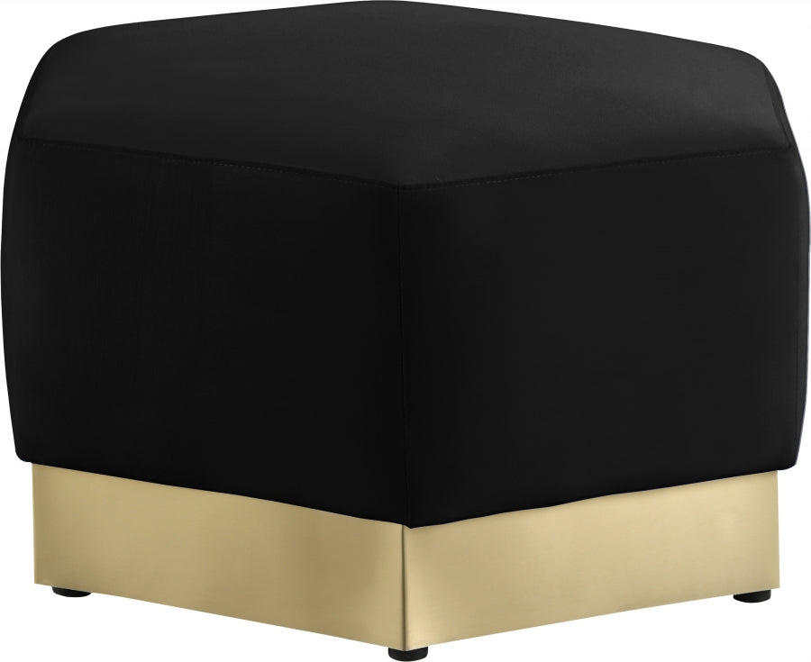 Marquis Black Velvet Ottoman from Meridian - Luna Furniture