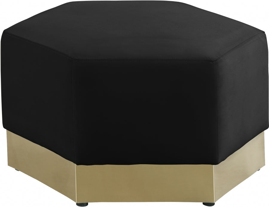 Marquis Black Velvet Ottoman from Meridian - Luna Furniture