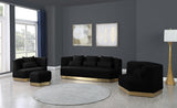 Marquis Black Velvet Ottoman from Meridian - Luna Furniture