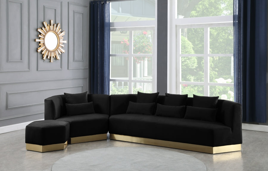 Marquis Black Velvet Ottoman from Meridian - Luna Furniture