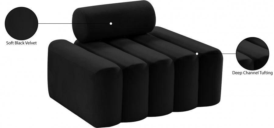 Melody Black Velvet Chair from Meridian - Luna Furniture