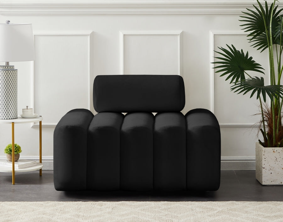 Melody Black Velvet Chair from Meridian - Luna Furniture