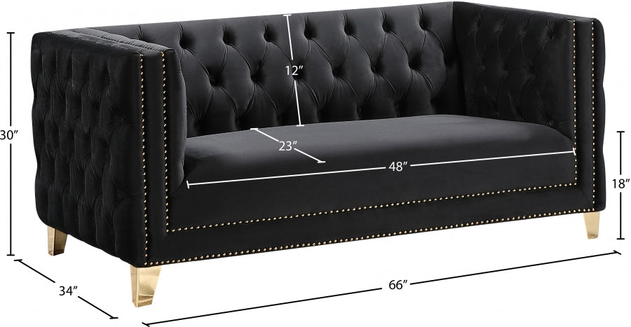 Michelle Black Velvet Loveseat from Meridian - Luna Furniture