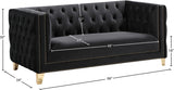 Michelle Black Velvet Loveseat from Meridian - Luna Furniture