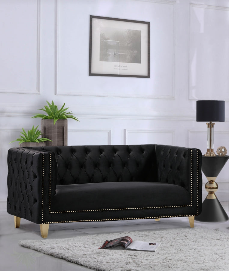 Michelle Black Velvet Loveseat from Meridian - Luna Furniture