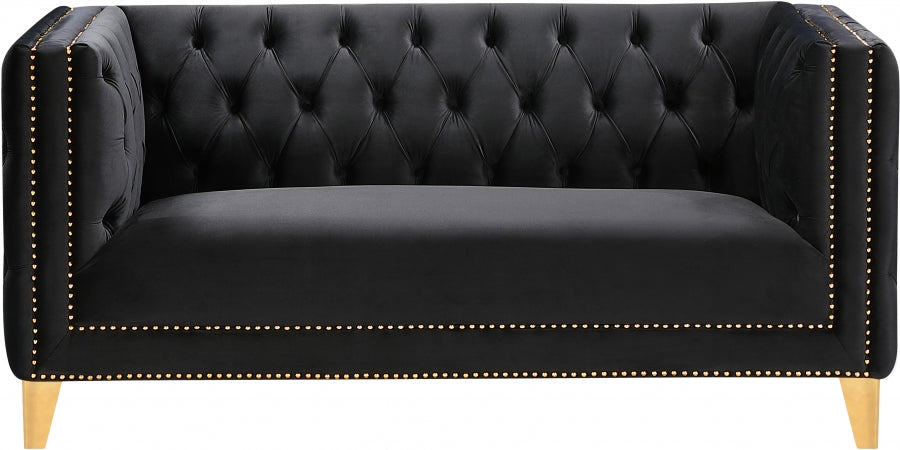 Michelle Black Velvet Loveseat from Meridian - Luna Furniture