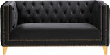 Michelle Black Velvet Loveseat from Meridian - Luna Furniture