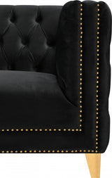 Michelle Black Velvet Loveseat from Meridian - Luna Furniture