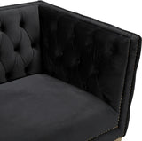 Michelle Black Velvet Loveseat from Meridian - Luna Furniture