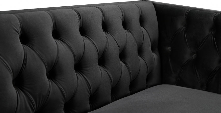 Michelle Black Velvet Loveseat from Meridian - Luna Furniture