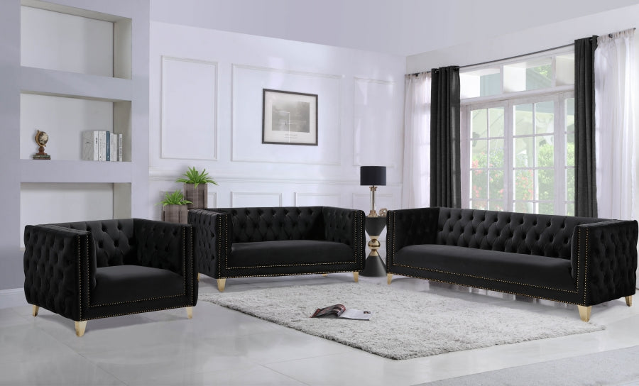 Michelle Black Velvet Loveseat from Meridian - Luna Furniture