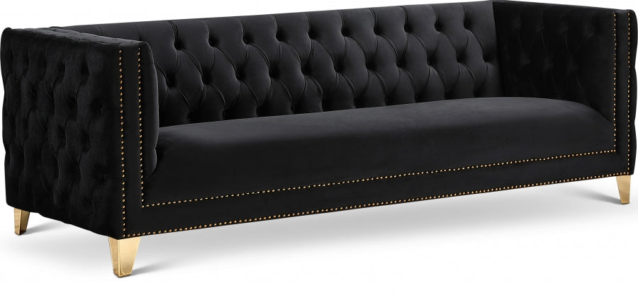 Michelle Black Velvet Sofa from Meridian - Luna Furniture