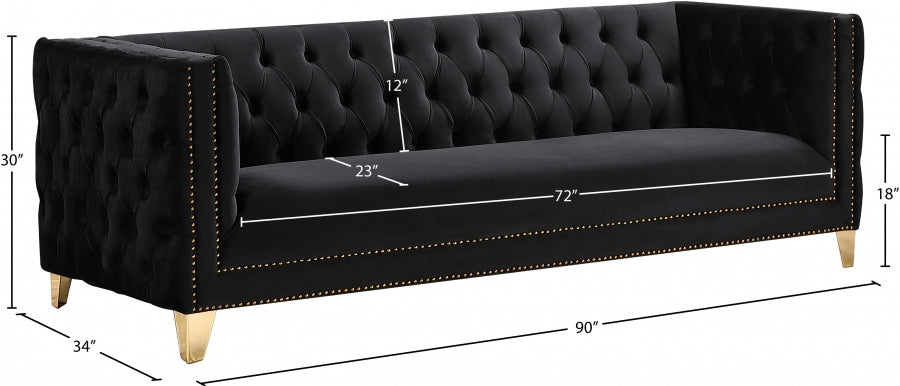 Michelle Black Velvet Sofa from Meridian - Luna Furniture