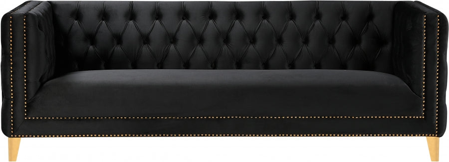 Michelle Black Velvet Sofa from Meridian - Luna Furniture