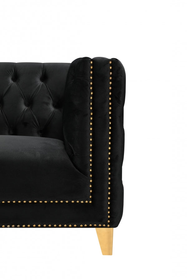 Michelle Black Velvet Sofa from Meridian - Luna Furniture