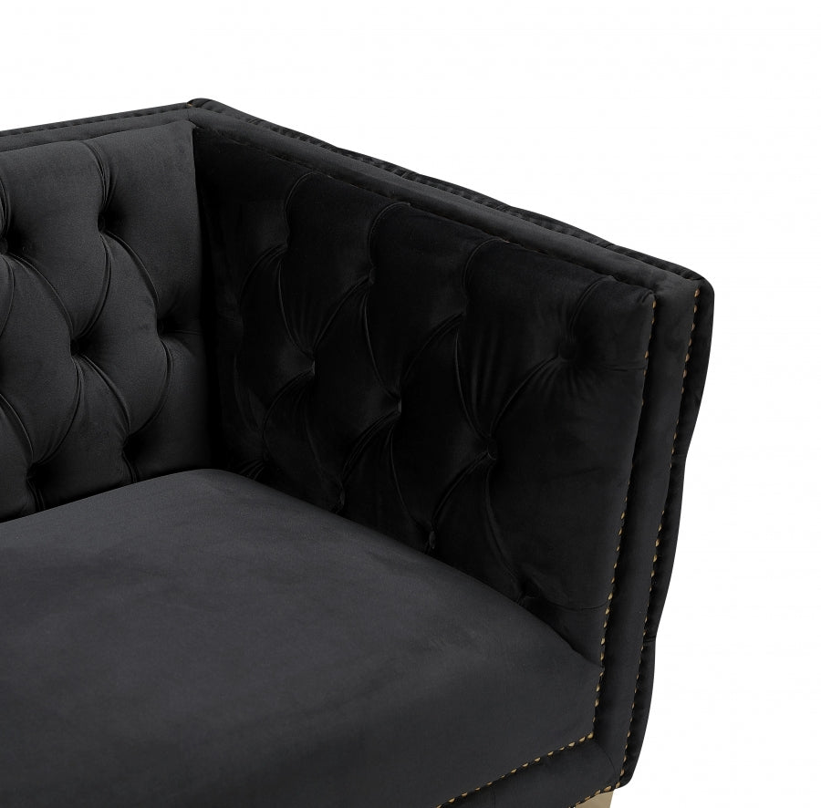 Michelle Black Velvet Sofa from Meridian - Luna Furniture