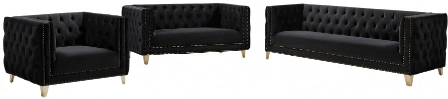 Michelle Black Velvet Sofa from Meridian - Luna Furniture