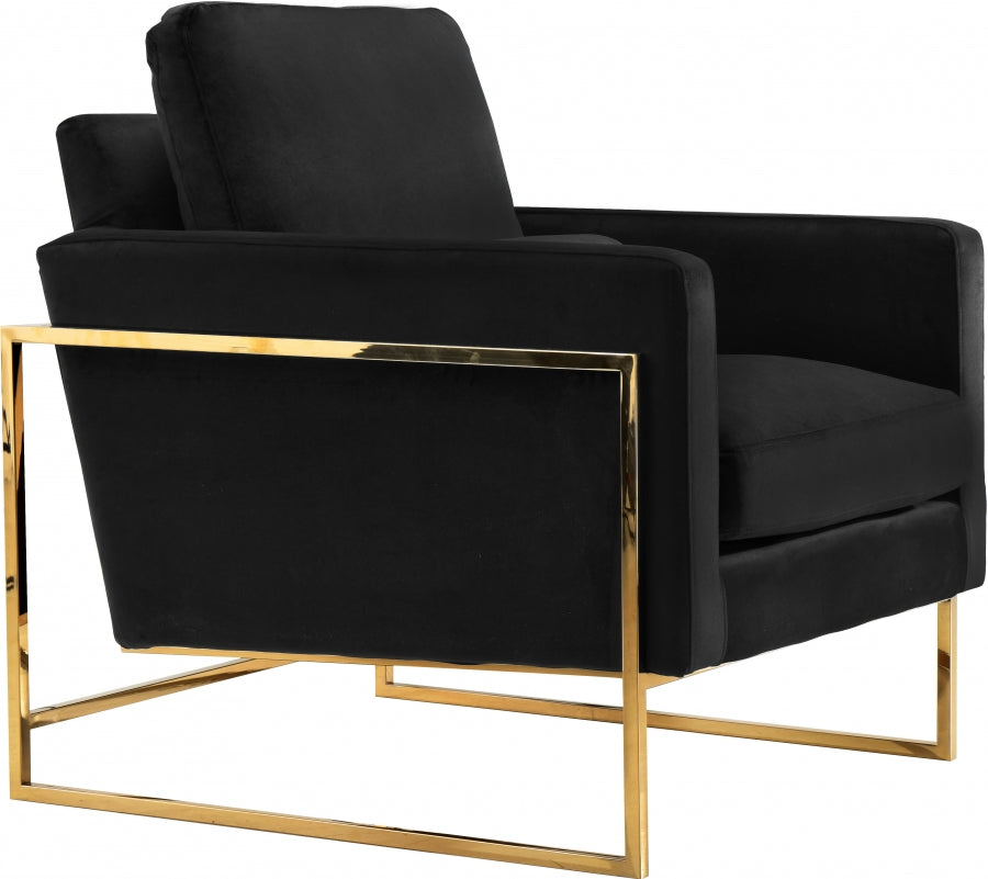 Mila Black Velvet Chair from Meridian - Luna Furniture