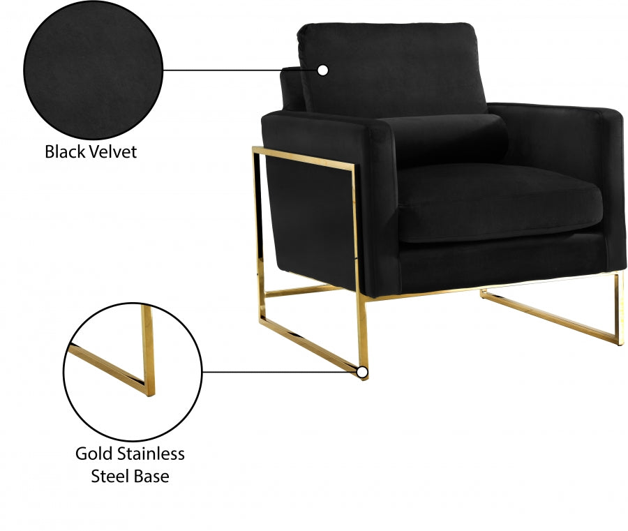 Mila Black Velvet Chair from Meridian - Luna Furniture