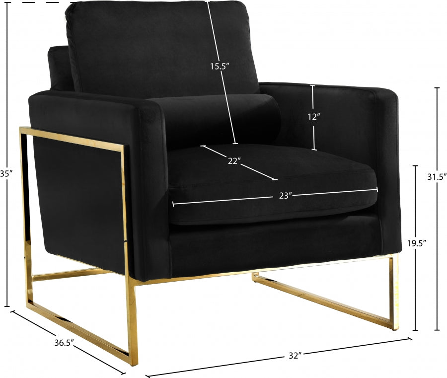 Mila Black Velvet Chair from Meridian - Luna Furniture