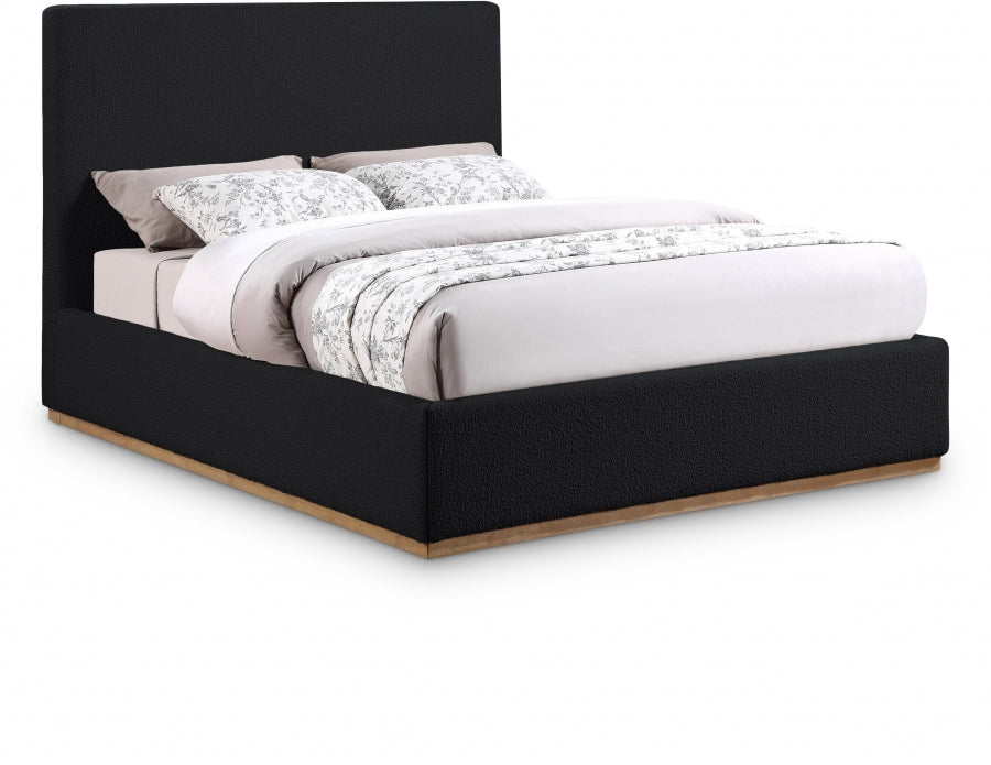 Monaco Black Boucle Fabric Queen Bed from Meridian - Luna Furniture