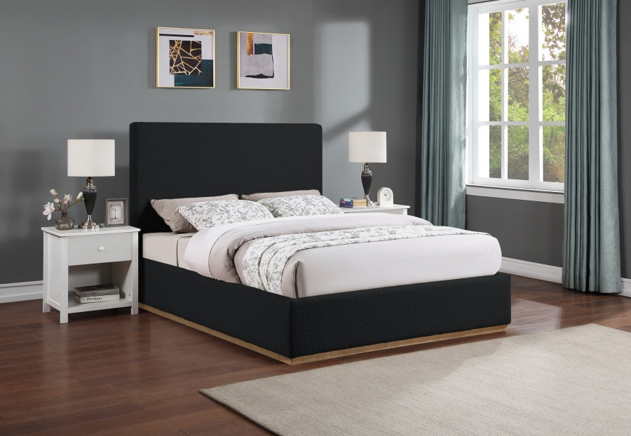 Monaco Black Boucle Fabric Queen Bed from Meridian - Luna Furniture