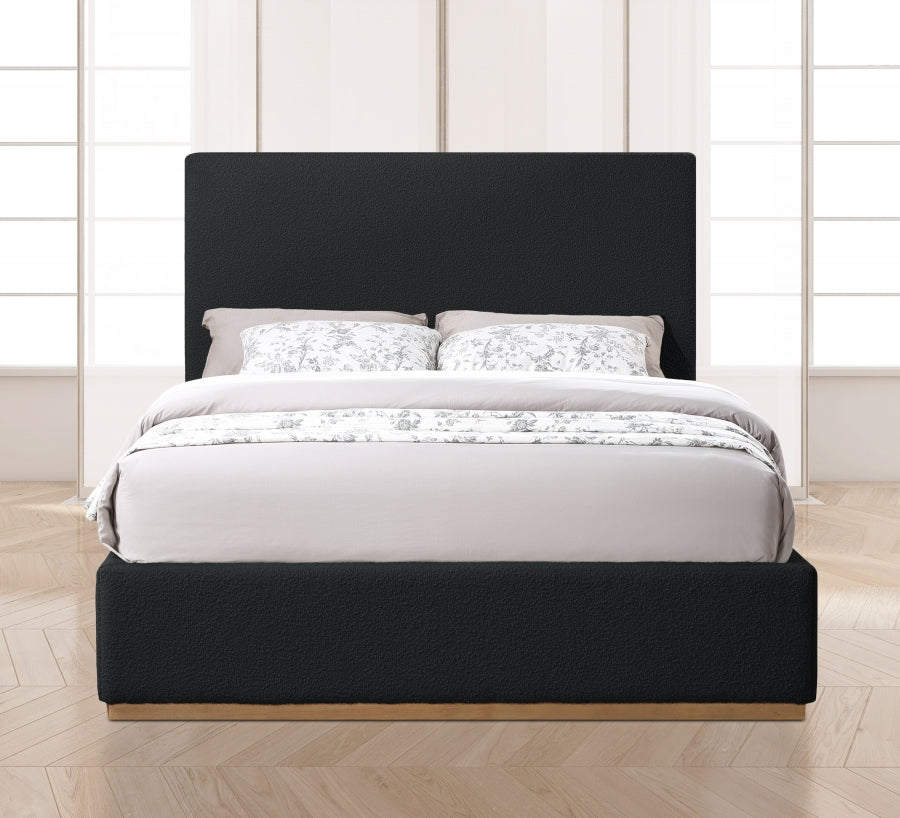 Monaco Black Boucle Fabric Queen Bed from Meridian - Luna Furniture