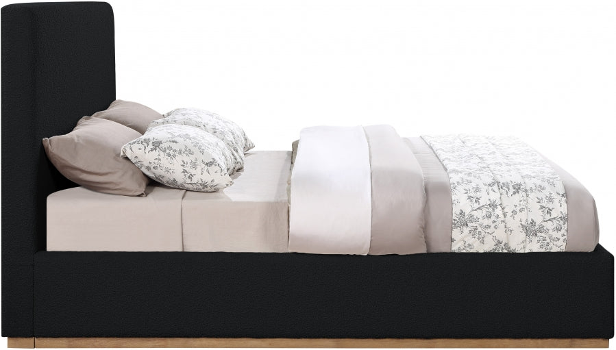 Monaco Black Boucle Fabric Queen Bed from Meridian - Luna Furniture