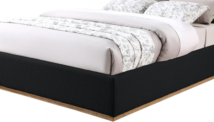 Monaco Black Boucle Fabric Queen Bed from Meridian - Luna Furniture