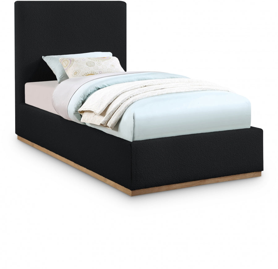 Monaco Black Boucle Fabric Twin Bed from Meridian - Luna Furniture