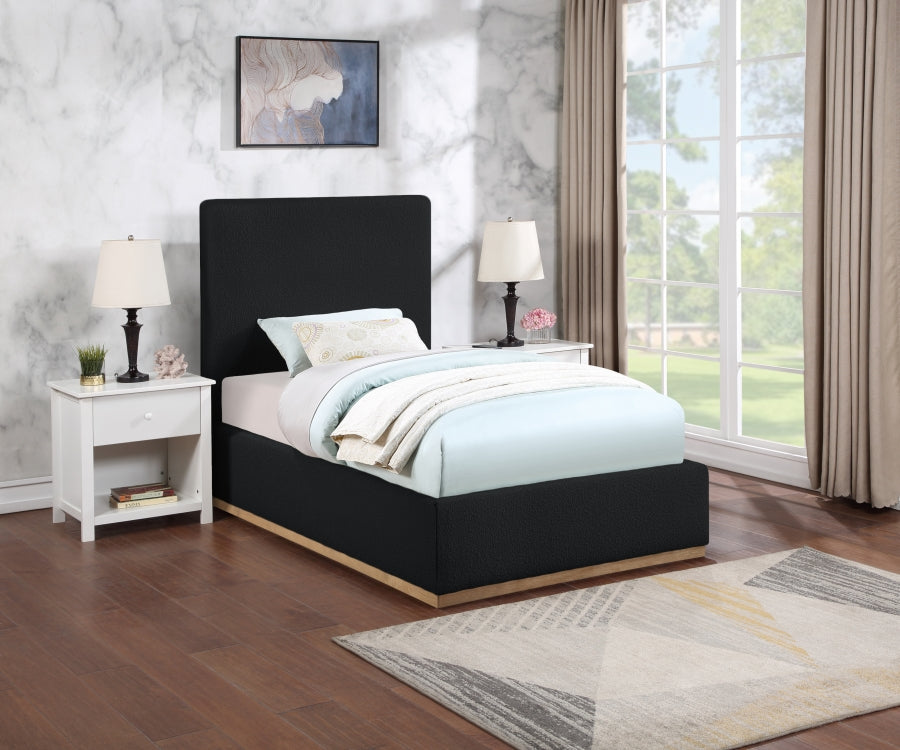 Monaco Black Boucle Fabric Twin Bed from Meridian - Luna Furniture