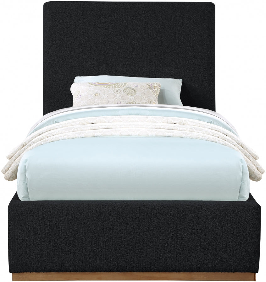 Monaco Black Boucle Fabric Twin Bed from Meridian - Luna Furniture