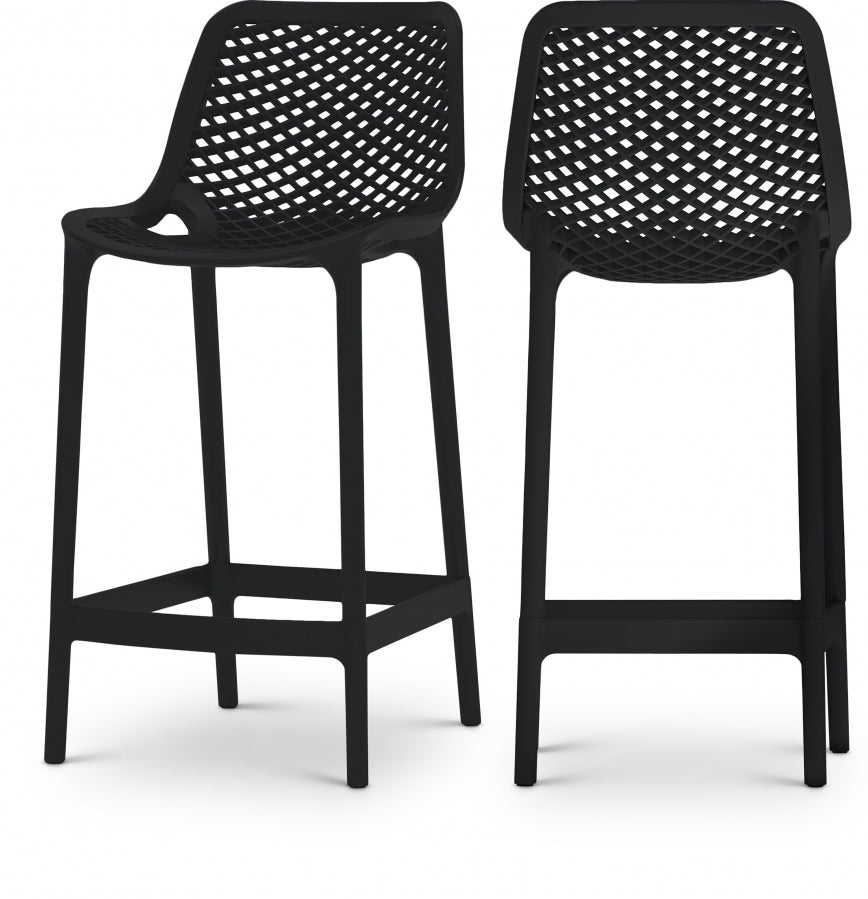 Mykonos Black Outdoor Patio Stools, Set of 4 from Meridian - Luna Furniture