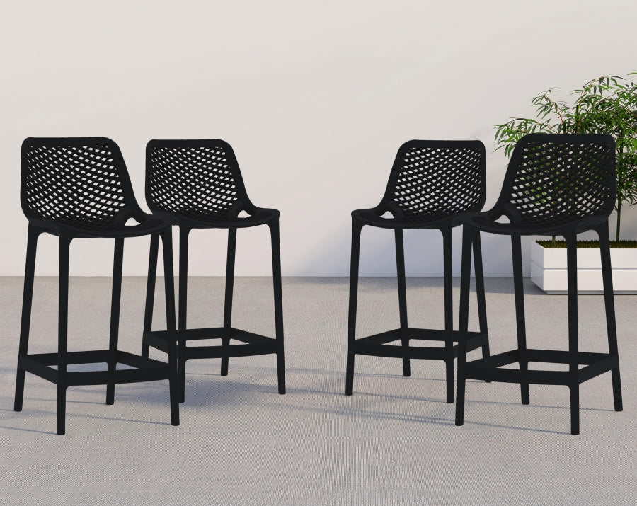 Mykonos Black Outdoor Patio Stools, Set of 4 from Meridian - Luna Furniture