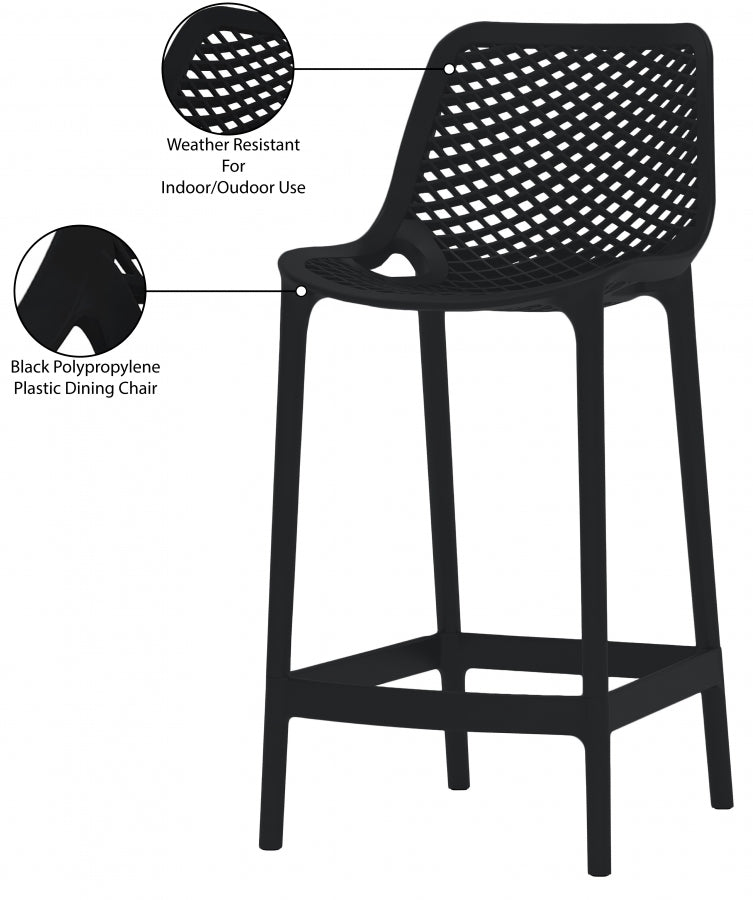 Mykonos Black Outdoor Patio Stools, Set of 4 from Meridian - Luna Furniture