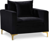 Naomi Black Velvet Chair from Meridian - Luna Furniture