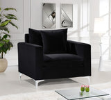 Naomi Black Velvet Chair from Meridian - Luna Furniture