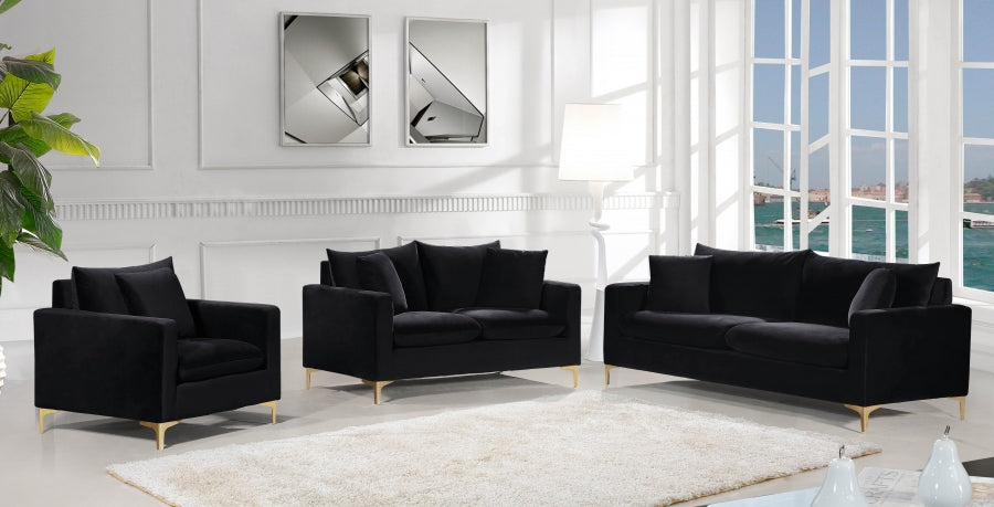 Naomi Black Velvet Chair from Meridian - Luna Furniture