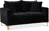 Naomi Black Velvet Loveseat from Meridian - Luna Furniture