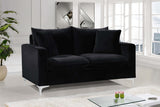 Naomi Black Velvet Loveseat from Meridian - Luna Furniture