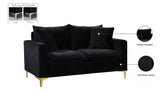 Naomi Black Velvet Loveseat from Meridian - Luna Furniture