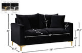 Naomi Black Velvet Loveseat from Meridian - Luna Furniture