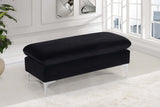 Naomi Black Velvet Ottoman | Bench from Meridian - Luna Furniture