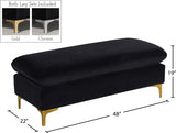 Naomi Black Velvet Ottoman | Bench from Meridian - Luna Furniture